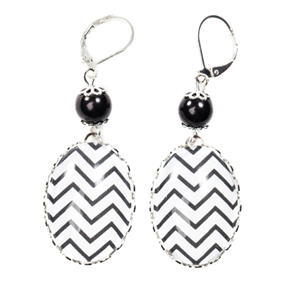 Boucles d'oreilles, couleurs variées-Bouc flu long zigzag