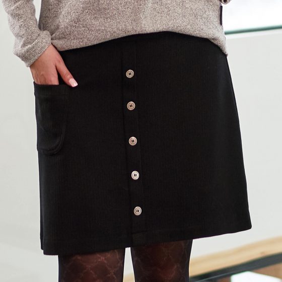 Black corduroy ''harfang'' skirt