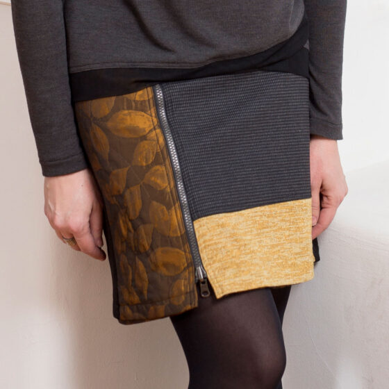 Jupe cuir moutarde sale