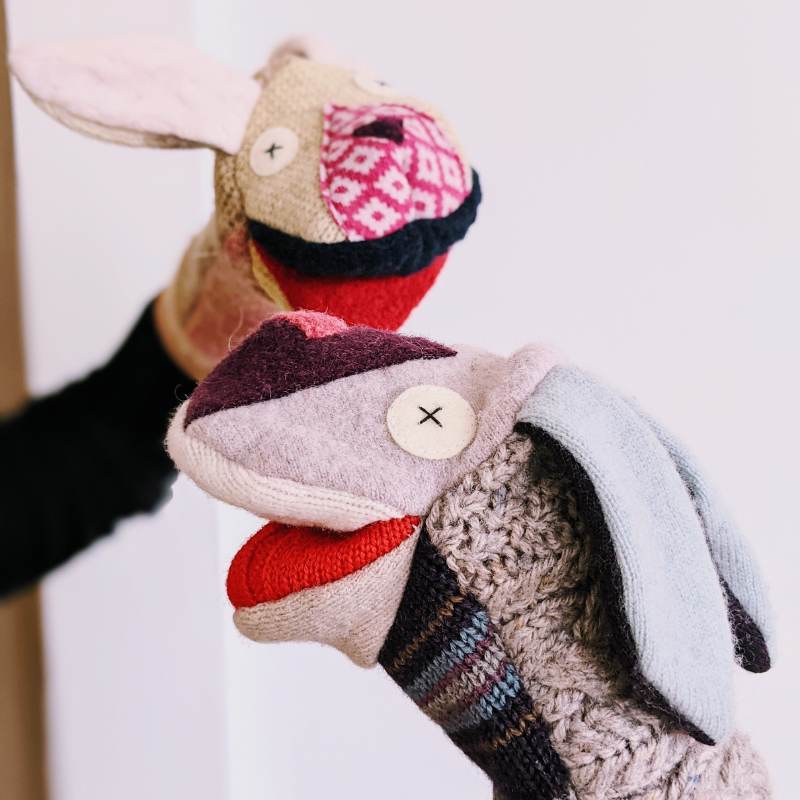 Bunny Sock Hand Puppet : Cate and Levi