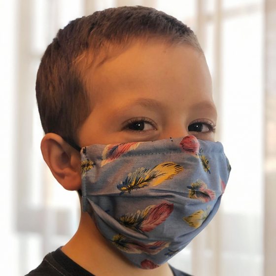 Masque de protection de fabrication artisanale réversible pour enfants-masq enf Plumes