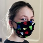 Masque de protection de fabrication artisanale réversible pour enfants-Masq enf coeur / fraise