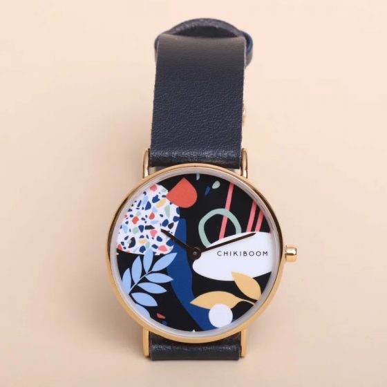 Montre pour femme en cuir recyclé design marine