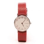 Red leather women's watch