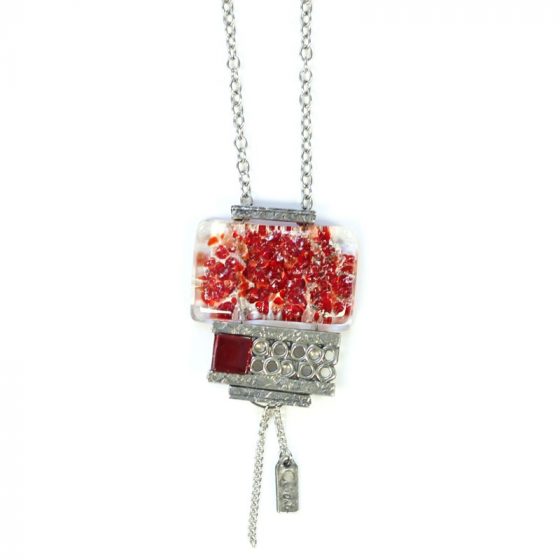 Pendentif sautoir vintage rouge