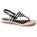 Striped black sandals