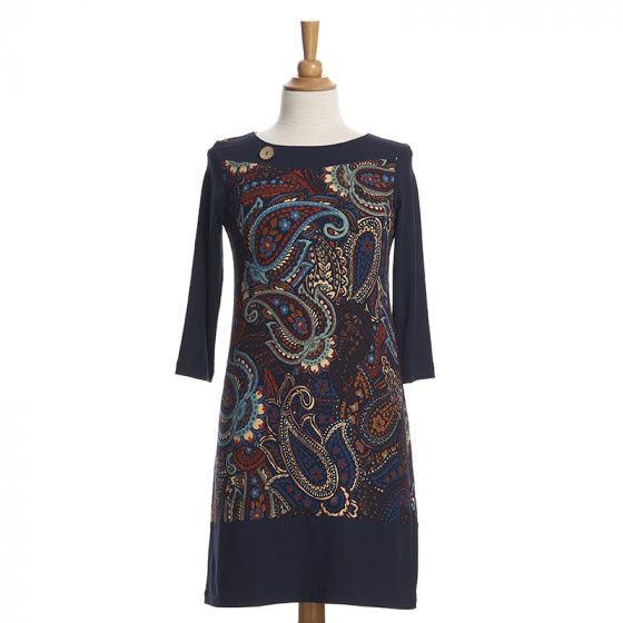 Robe nébuleuse paisley bleu