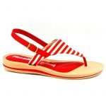 Striped red sandals
