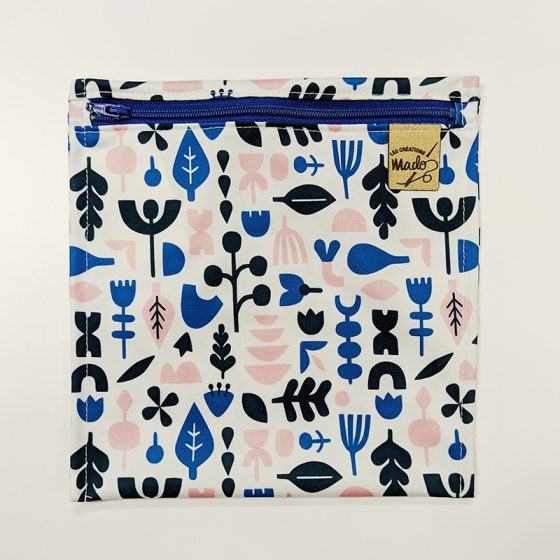 Sac à collation motifs bleus et roses grand