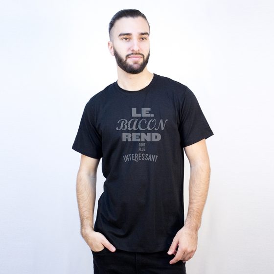 T-shirt bacon noir ou charbon Noir