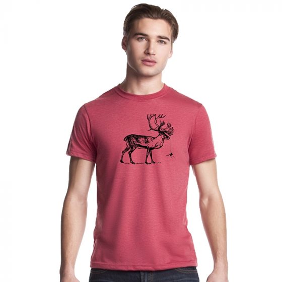 T-shirt Cerf grimpant rouge cendré
