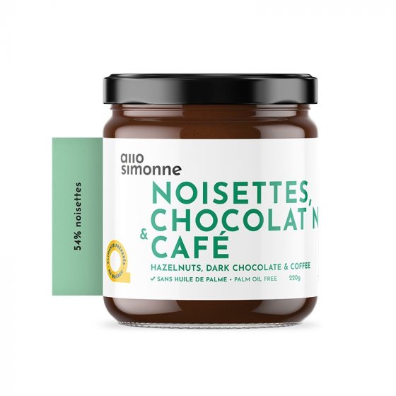 Tartinade noisettes chocolat noir et café