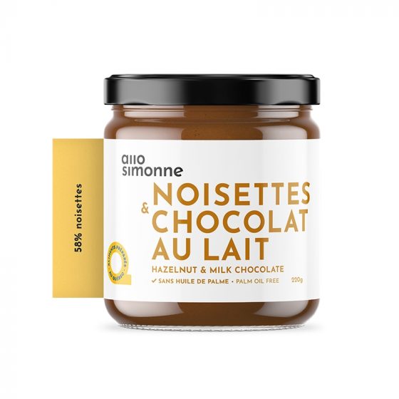 Tartinade noisettes et chocolat au lait