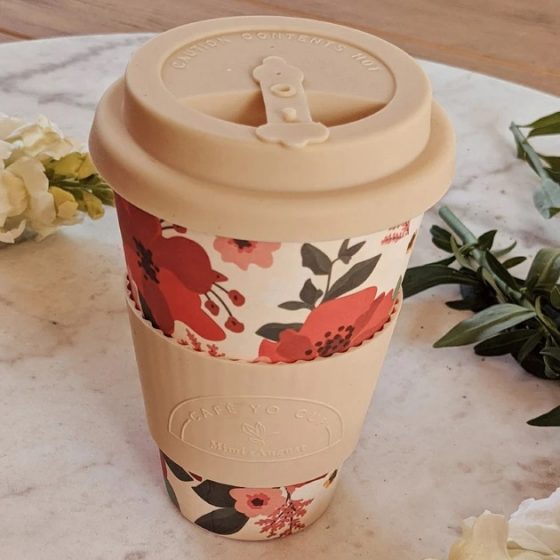 Hello Floral Cafe Yo - Bamboo Reusable Cup