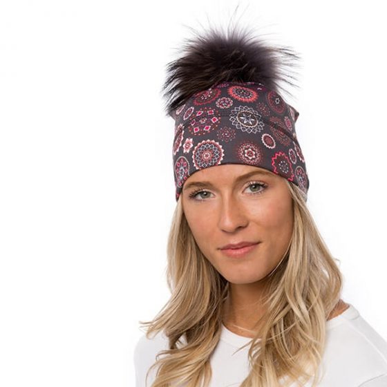 Tuque Dubaï asphalte à pompon en fourrure recyclée