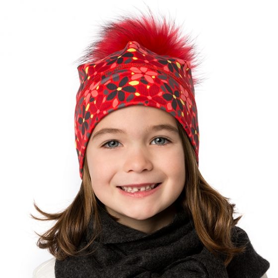 Tuque Clara à pompon en fourrure recyclée pour enfant