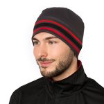 Charcoal trio/dark red Helsinki hat