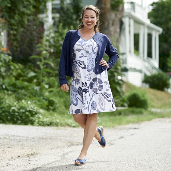 Robe réversible Capucine fleurs bleues