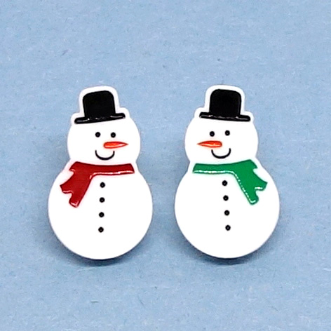 Boucles d'oreilles bonhomme de neige Rouge et vert