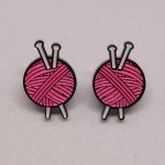 Boucles d'oreilles tricot rose