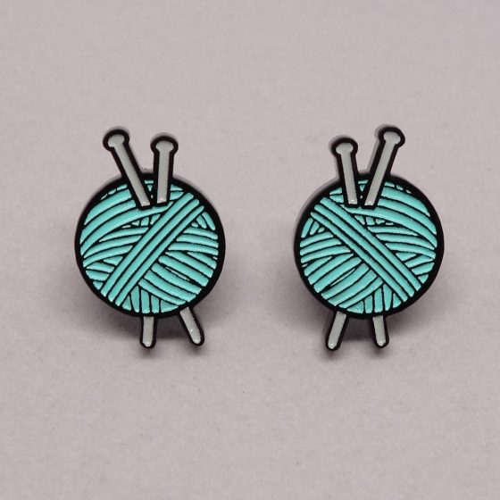 Boucles d'oreilles tricot turquoise