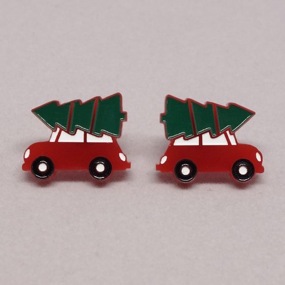 Boucles d'oreilles voiture sapin