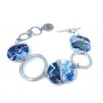 Bracelet rond en étain bleu et argent