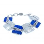 Bracelet carré en étain avec cristaux de Swarovski bleu