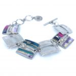 Bracelet carré en étain avec cristaux de Swarovski violet et or