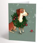 Carte de souhaits Chien de Noël couronné