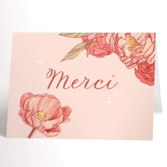 Carte de souhaits Merci en rose