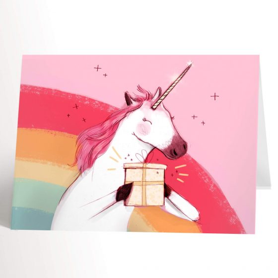 Carte de souhaits Rose licorne