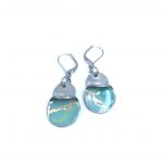 Boucles d'oreilles pendantes Bloom aqua et or