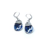 Boucles d'oreilles pendantes Bloom bleu et argent