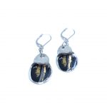 Boucles d'oreilles pendantes Bloom noir et or