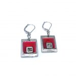 Boucles d'oreilles carrées avec cristal de swarovski rouge