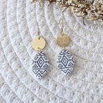 Boucles d'oreilles magnifiques aztèque blanc