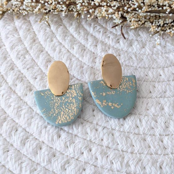 Boucles d'oreilles turquoise et or