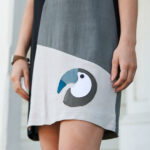 Black and lichen ''toucan'' dress