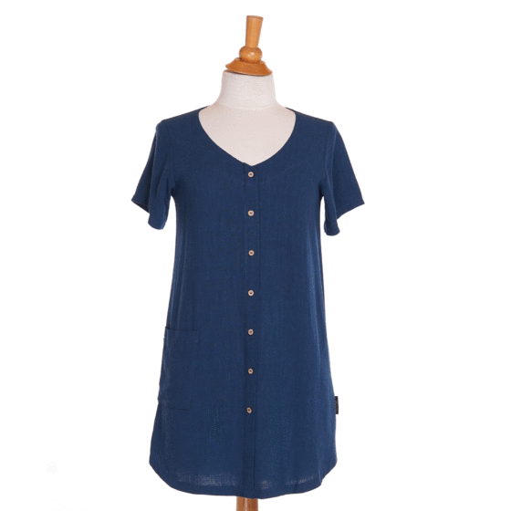 Peacock blue ''gélinotte'' tunic