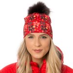 Tuque coeurs asphalte-rose à pompon charbon en fourrure recyclée