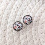 Boucles d'oreilles pin aquarelle fleurie