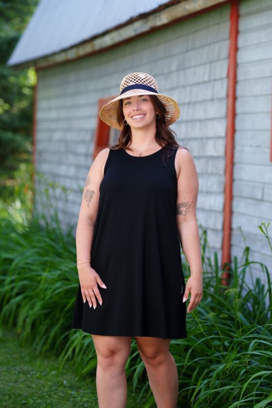 Black ''flamant'' dress