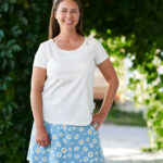 Turquoise daisies ''fauvette'' skirt