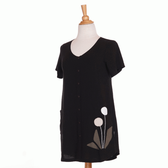 Black ''gélinotte'' tunic