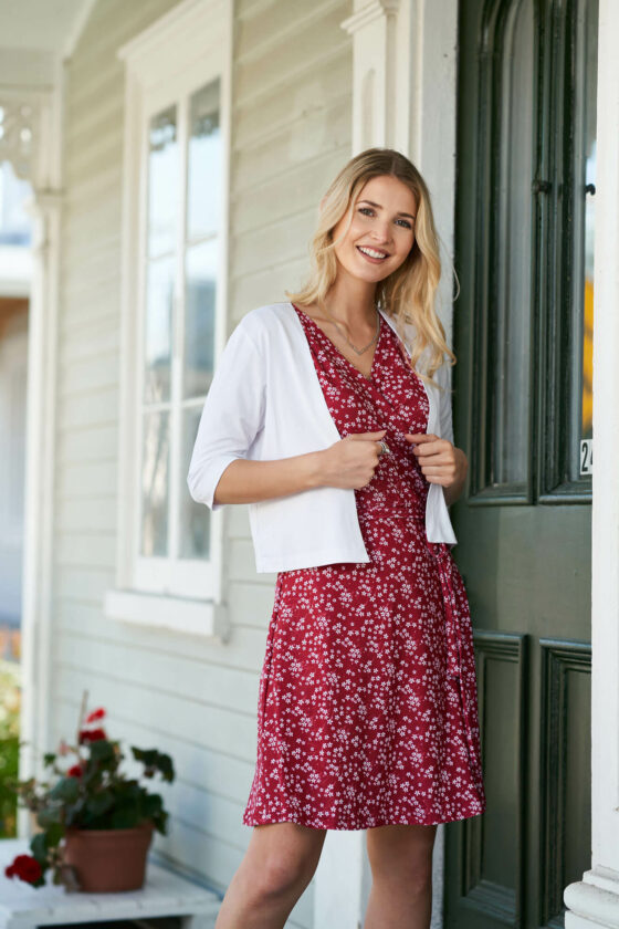 Red ''chardonneret'' dress