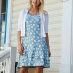 Turquoise daisies ''rossignol'' dress