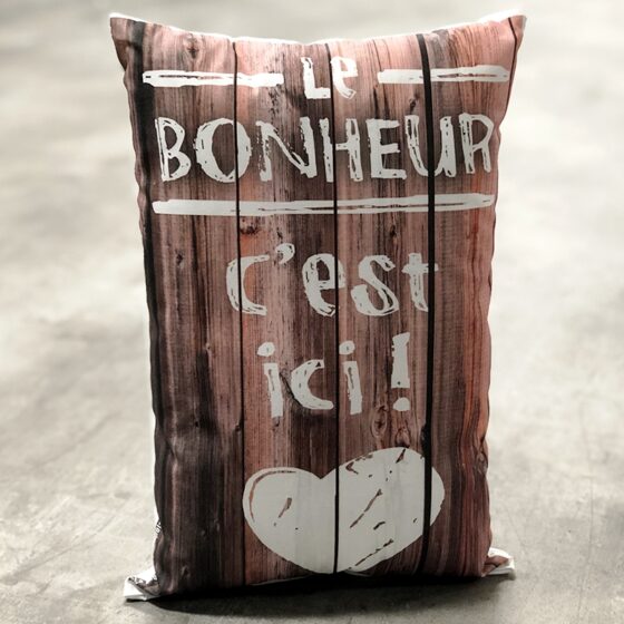 Coussin Le bonheur c'est ici