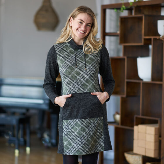 Plaid khaki ''topaze'' dress