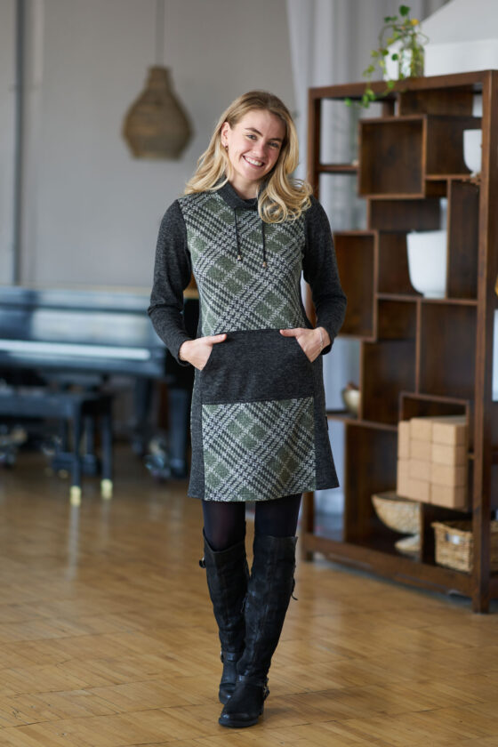 Plaid khaki ''topaze'' dress